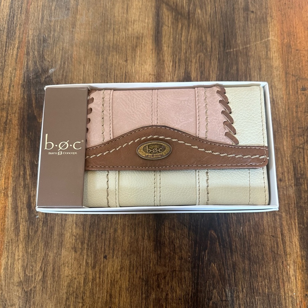 B.O.C. Born Concept Women’s Trifold Wallet- Bone/Blush/Saddle-Gift Boxed
